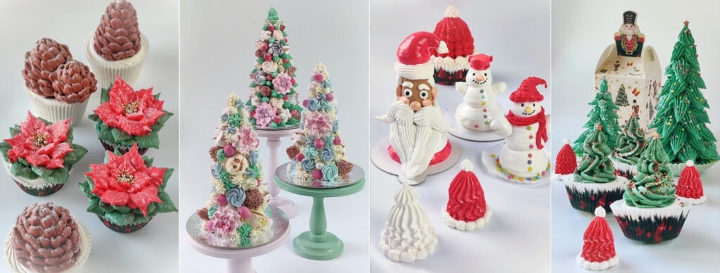 Ékes-Édes Stúdió karácsonyi pillecukor tanfolyamán készülő figurákból álló kollázs kép, a tanfolyam leírásának borítóképe